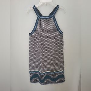 Max Studio Women Medium Halter Racerback Jersey Dress Geometric Print